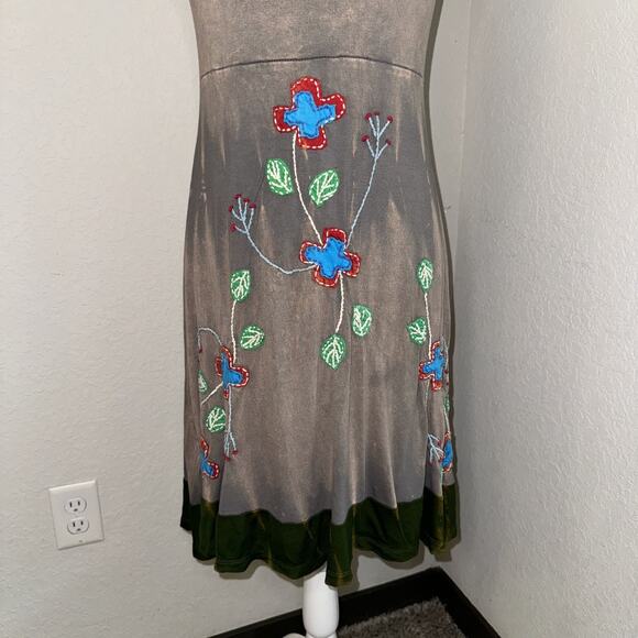 Rising International Halter Dress Womens Large Brown Green Floral Boho Summer - Picture 4 of 8